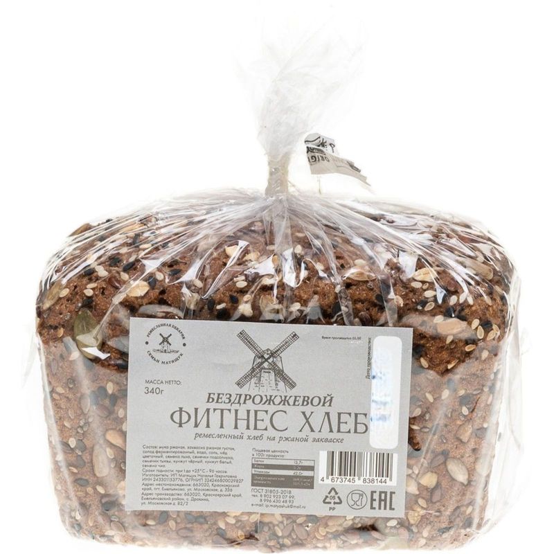 

Хлеб Пекарни Матящук Фитнес на ржаной закваске 340 г