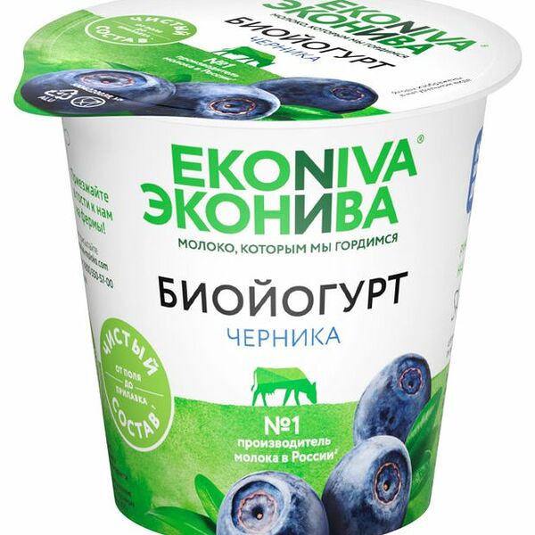 Биойогурт «ЭкоНива» с черникой 2,8%, 125 г