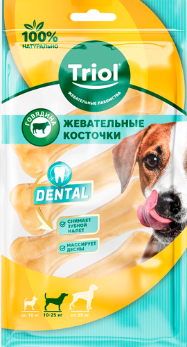 

Лакомство для собак Triol Dental Кость из жил 10 см х 4 шт 130 г