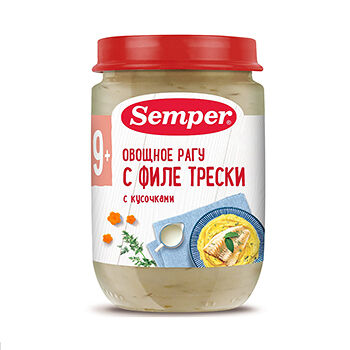 Пюре Semper овощное рагу с филе трески с 9 месяцев