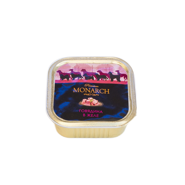 Влажный корм Monarch для взрослых собак всех пород, с говядиной в желе, 150 г