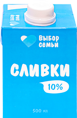 Сливки Выбор семьи ультрапастеризованные 10% без змж 500 мл