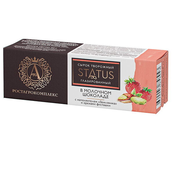 Сырок твор глаз в молоч шок STATUS с Земляникой и орехом фисташки А.РОСТАГРОКОМПЛЕКС 26% 50г