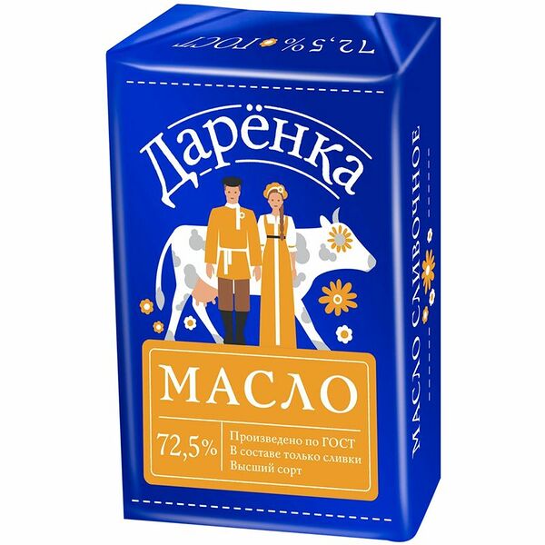 Сливочное масло из Башкирии 72,5% ТМ Дарёнка 