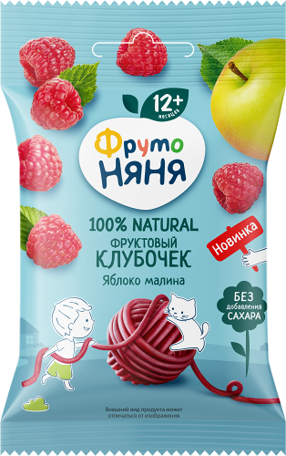 Фруктовые кусочки ФрутоНяня Фруктовый клубочек Яблоко малина с 12 месяцев 15 г
