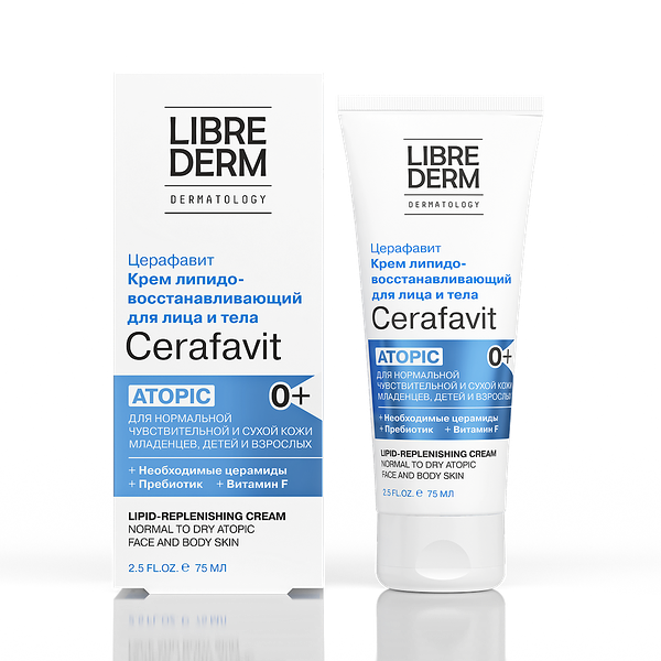 Крем для лица и тела Librederm Cerafavit липидовосстанавливающий с церамидами и пребиотиком 0+ 75 мл