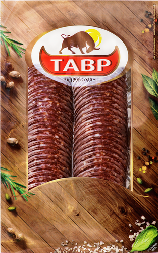

Колбаса сырокопченая ТАВР Донская полусухая, нарезка, 90г