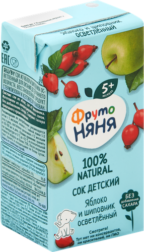 

Детское питание Сок ФрутоНяня Яблоко Шиповник Осветленный 200 мл