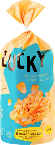 

Хлебцы кукурузные ZLUCKY хрустящие с морской солью, 95г