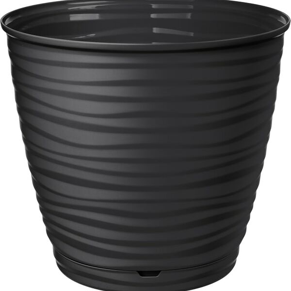 Горшок для цветов IdiLand Saffron с поддоном черный d-225мм 5.4л