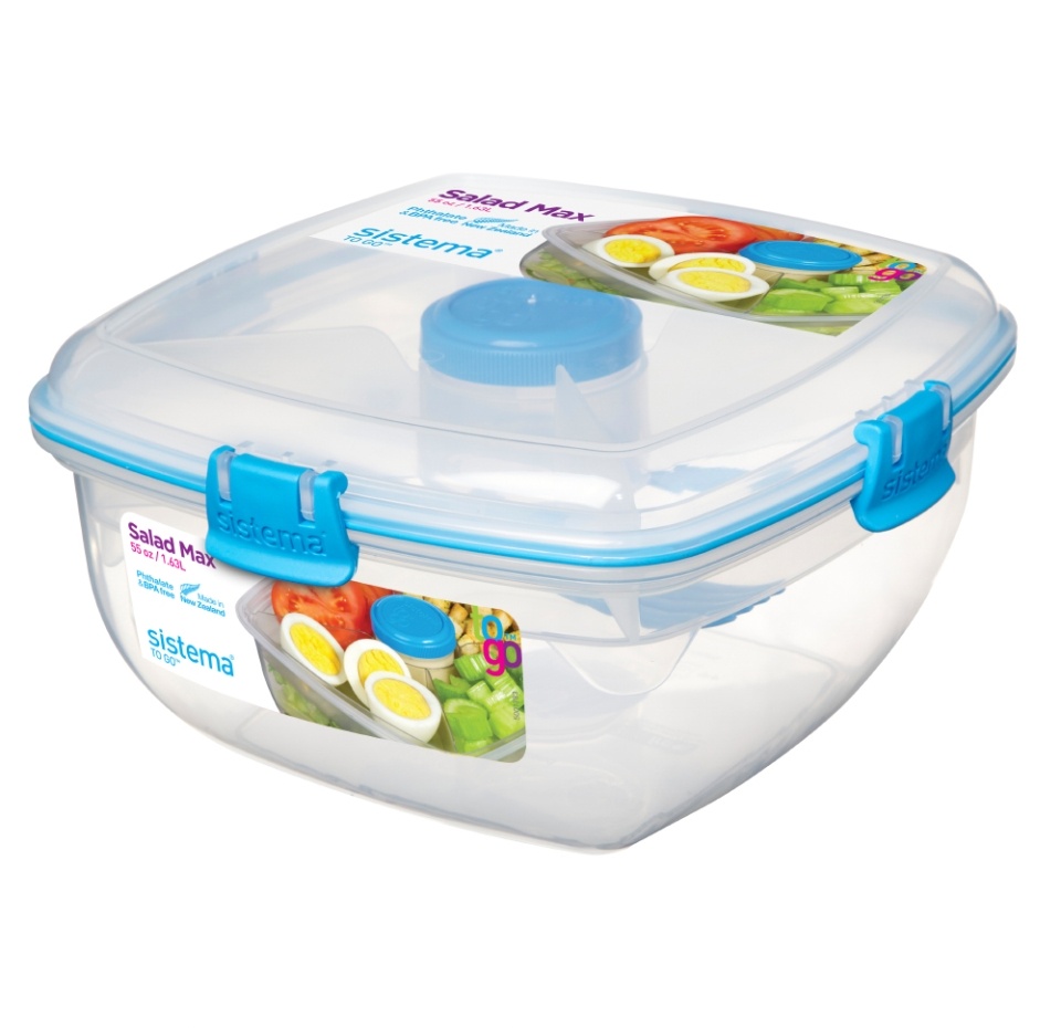 

Контейнер Sistema TO-GO для салата с разделителями и приборами 1.63 л, 1 шт., цвет в ассортименте