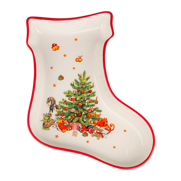 Millimi в гостях у елки блюдо в форме сапожка, 25,5х19,5х3,5см, керамика