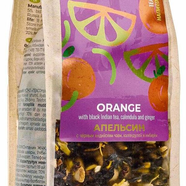 Чай черный фруктово-травяной Teaco Чайная библиотека Апельсин с календулой и имбирем, 100г