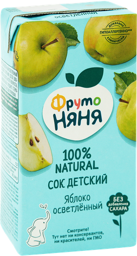 

Сок ФрутоНяня Яблоко осветленный без сахара с 3 лет 500 мл