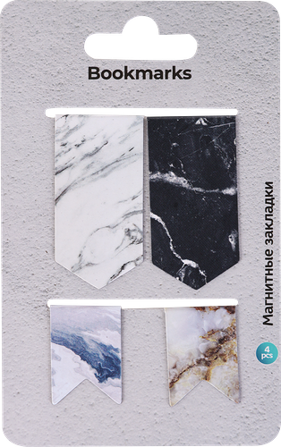 Закладки магнитные для книг Stone, 2,5х6см – 2шт, 2,5х10см – 2шт, Арт. MF521558