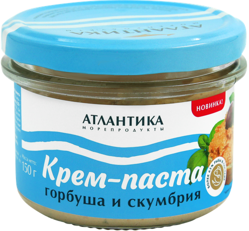 

Крем-паста Атлантика из горбуши Дальневосточной и скумбрии Атлантической с горчицей 150 г
