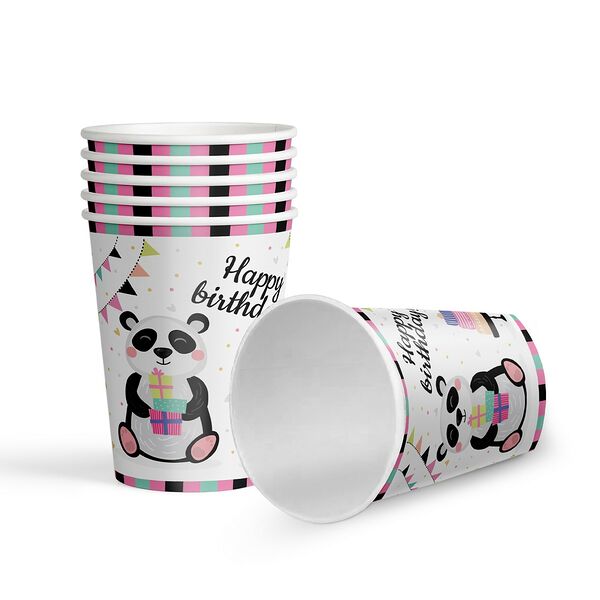 Набор бумажных одноразовых стаканов Панда Friendly Birthday, 6 шт, 200 мл