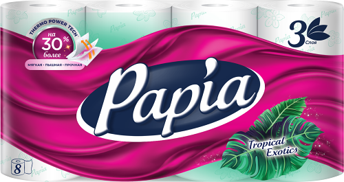 Туалетная бумага Papia Тропическая экзотика 3 слоя 8 рулонов