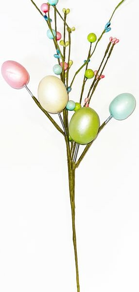 Веточка украшенная с пасхальными яйцами 43см