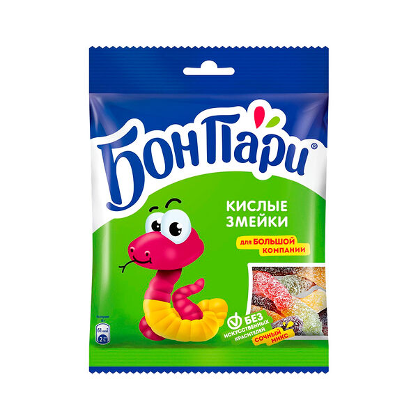 Жевательный мармелад БОН ПАРИ Кислые змейки вес 120г Нестле РОССИЯ