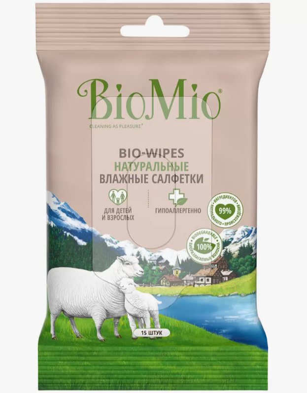 

Влажные салфетки BioMio Bio-Wipes для детей и взрослых 15 шт