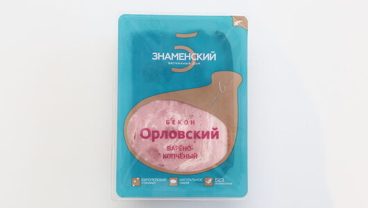 Бекон Знаменский ветчинный дом из свинины варено-копченый 500 г