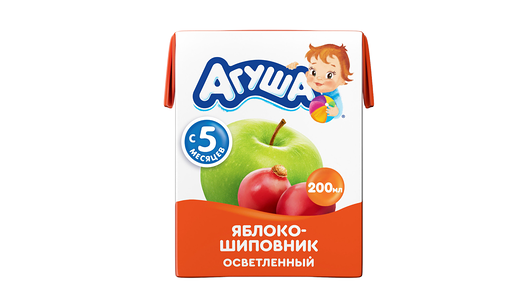 Детский сок Агуша Яблоко-Шиповник, 200мл, с 5 месяцев