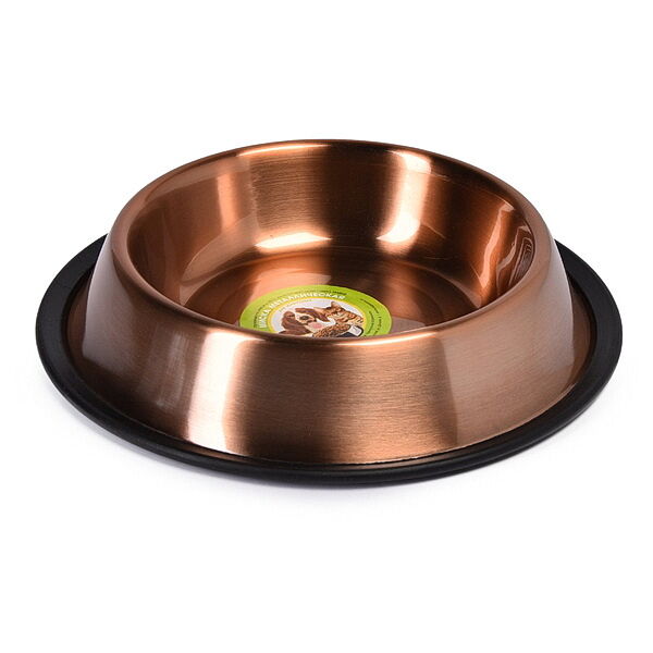 ANKUR Миска для животных 0,90л металл медный цвет резиновое основание