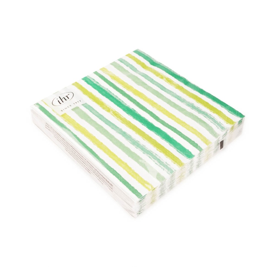 

Салфетки бумажные Colourful Stripes 33х33см 3-сл зеленые IHR 1 уп. 20 шт Германия