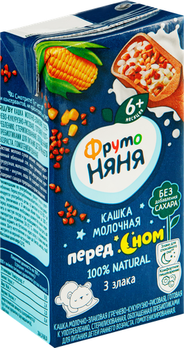 

Кашка молочная ФрутоНяня гречка, кукуруза и рис с пребиотиками с 6 месяцев 200 мл