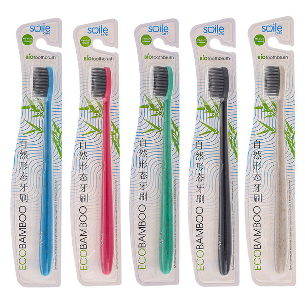 Зубная щетка Smile Care Eco Bamboo из бамбука угольная средней жесткости, в ассортименте