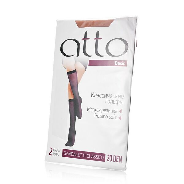 Капроновые гольфы Atto женские 20den бежевые 2 пары