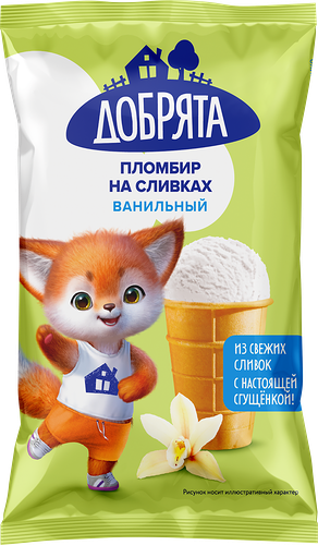 Мороженое ДОБРЯТА Пломбир ванильный 12%, без змж, вафельный стаканчик