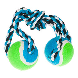 Игрушка для собак Petmax Мячи теннисные на веревке с узлом синие 40 см