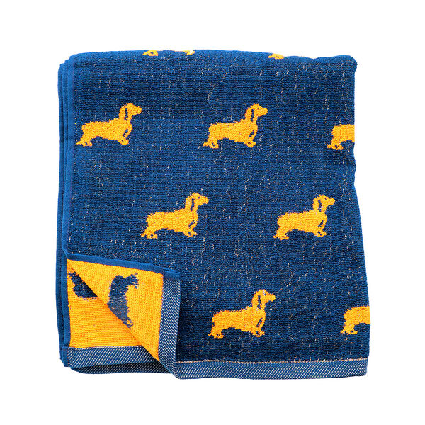 Полотенце махровое пестротк такса 70х140синий