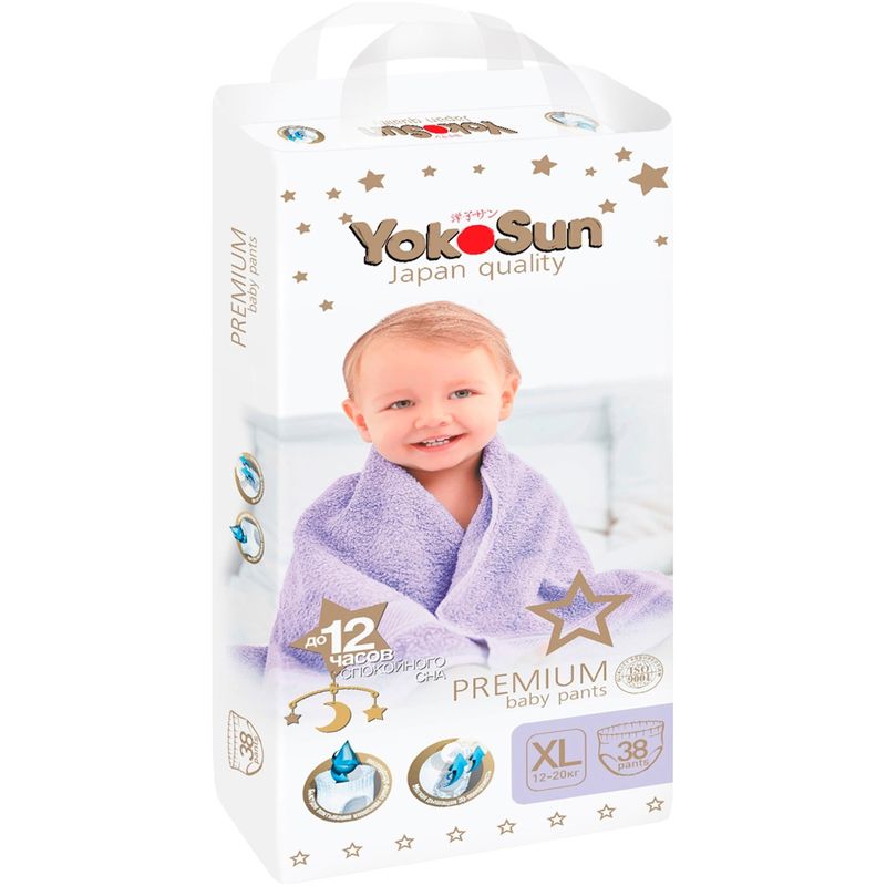 

Подгузники-трусики YokoSun Premium XL 12-20 кг 38 шт.