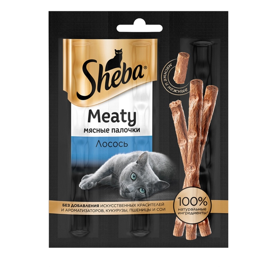 

Лакомство для кошек Sheba Meaty Мясные палочки со вкусом лосося 12 г