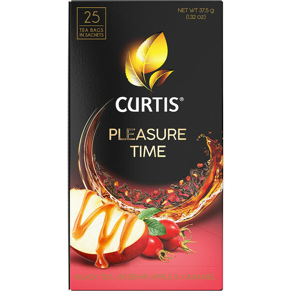 Чай черный Curtis Pleasure Time с шиповн, ябл и аром карамели 25*1,5г