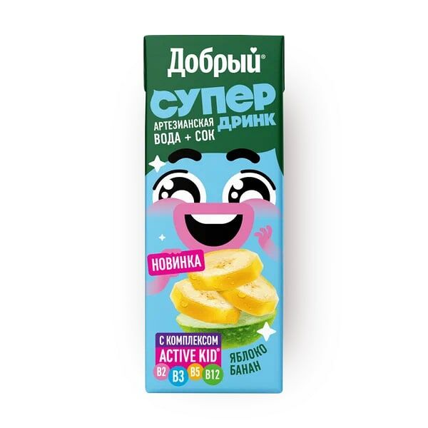 Напиток сокосодержащий ДОБРЫЙ Active kid яблоко-банан, 200мл