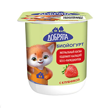 Биойогурт Добрята клубника 2,9%, без змж, 100г