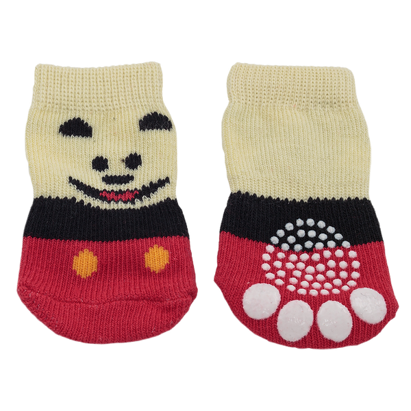 Каскад носки с прорезиненной подошвой Красно-белый, M