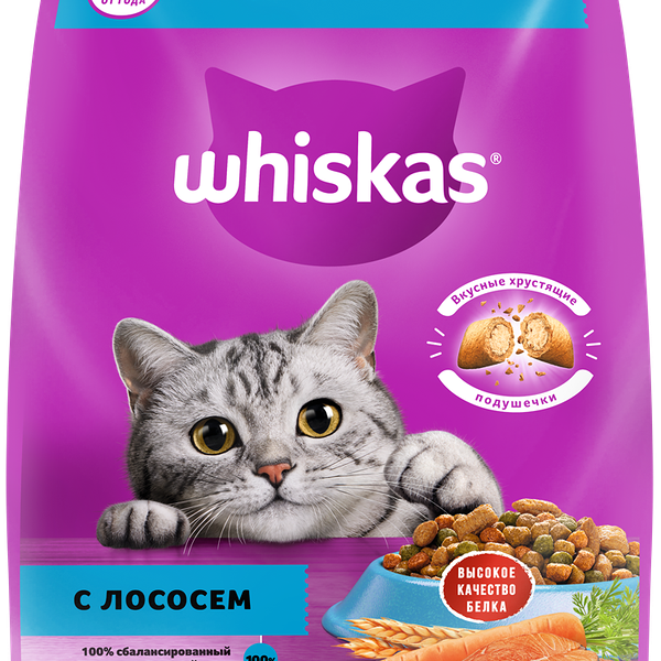 Корм для кошек от 1 года Подушечки Whiskas® с лососем