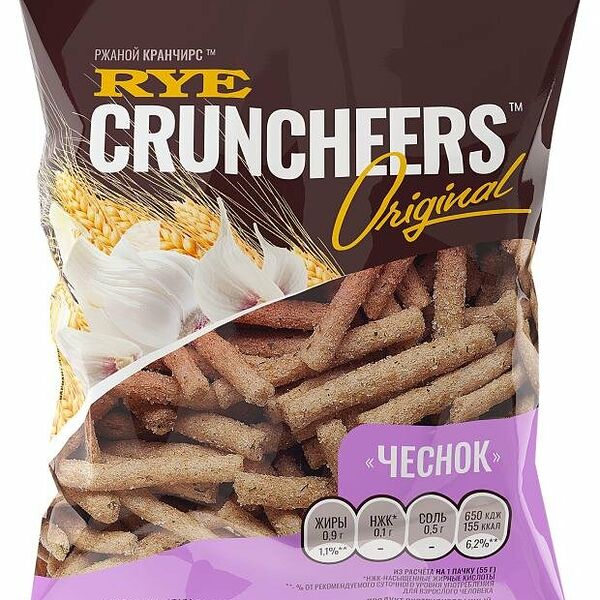 Снеки Cruncheers ржаные со вкусом чеснока