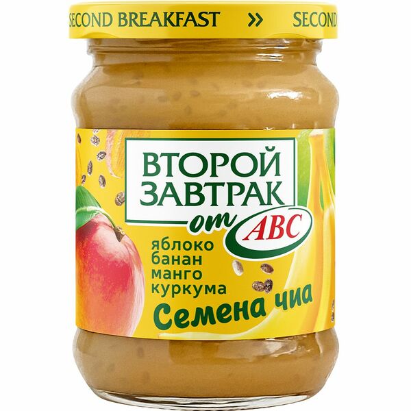 Десерт Второй завтрак от АВС яблоко банан манго с семенами чиа и куркумой, 250 г