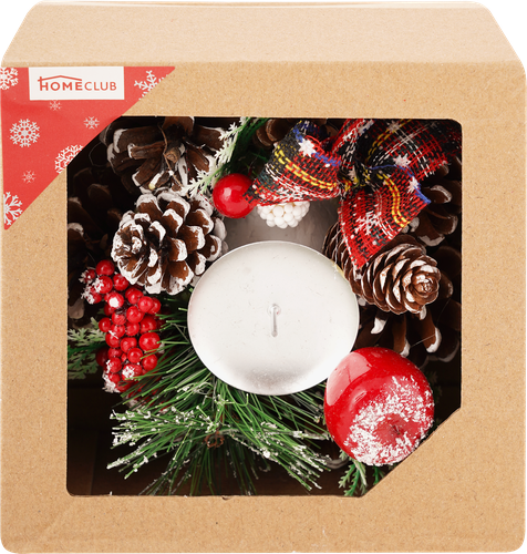 

Подсвечник HOMECLUB 15см, с шишками/ягодами, в крафте Арт. T02-217820