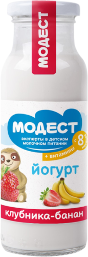 

Йогурт питьевой Модест детский обогащенный клубника-банан 2,5% БЗМЖ 200 г