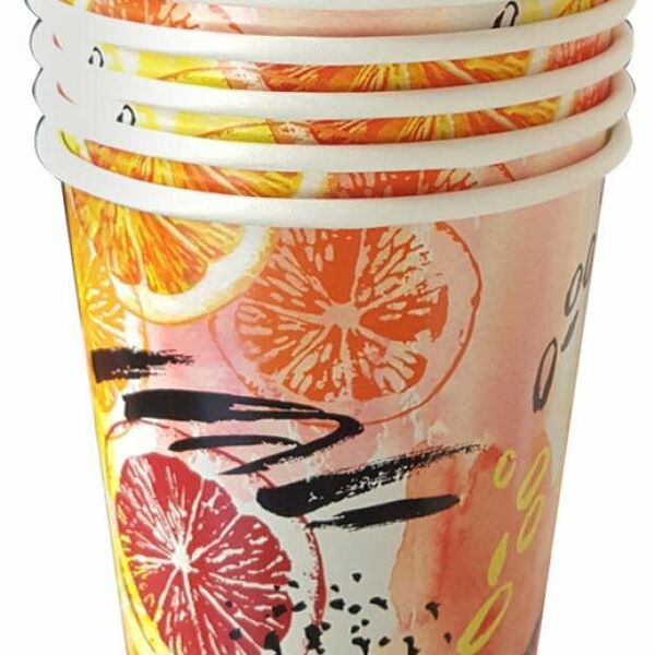 Стаканы одноразовые бумажные, цитрусовый микс 250 мл, 6 шт
