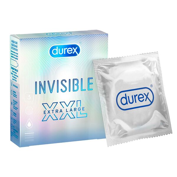 Презервативы Durex Invisible XXL ультратонкие увеличенного размера 3 шт