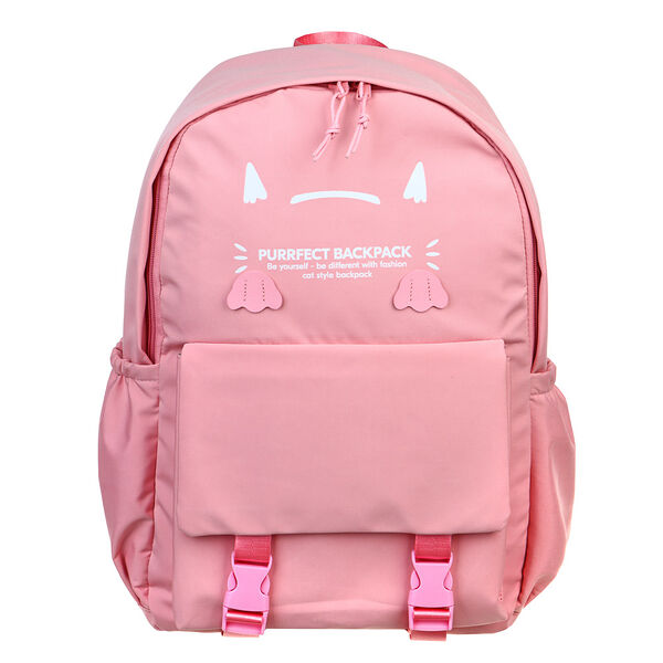 Рюкзак подростковый 44,5x30x14см, 1 отд., 4 карм., клапан с 2мя застежками, нашивки, нейлон, розовый