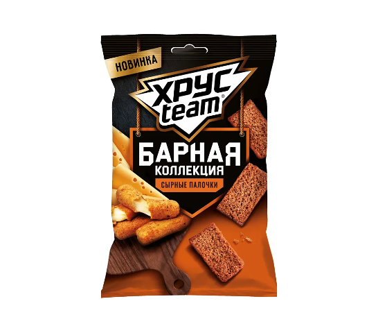 Сухарики ржано-пшеничные Хрусteam Барная коллекция сырные палочки, 70 г